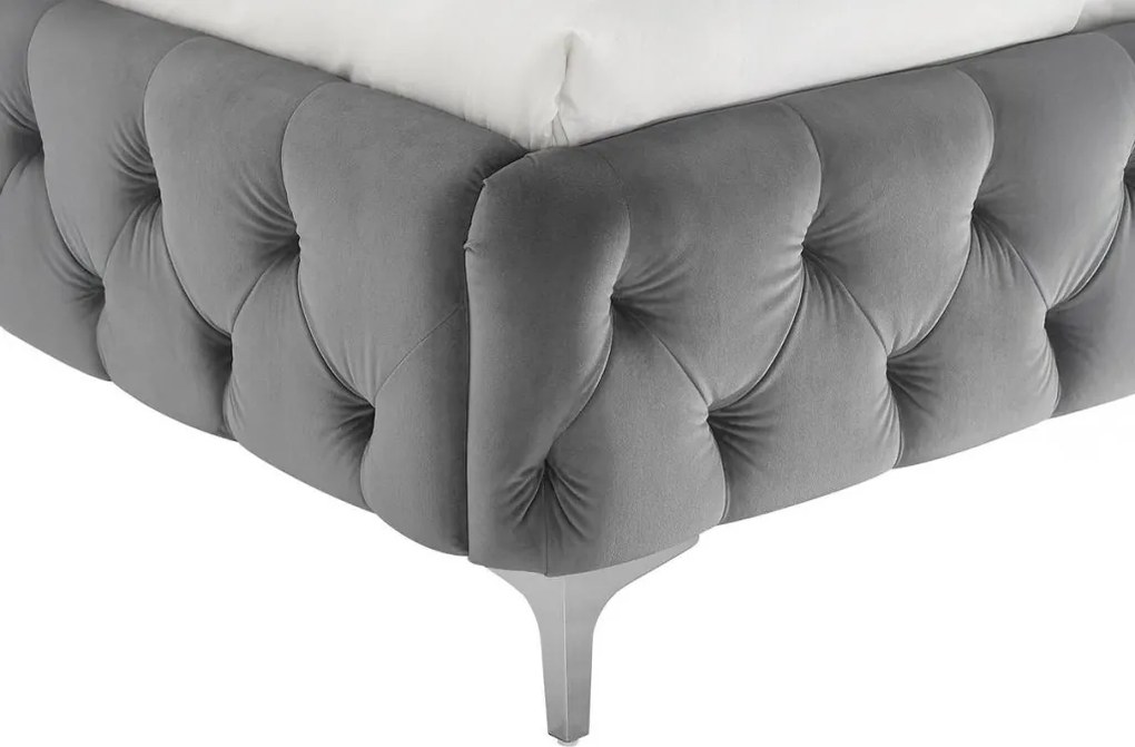 Pat elegant tapitat cu catifea gri MODERN BAROCK 180x200cm A-46162 VC