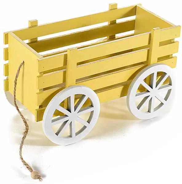 Carucior decorativ lemn galben cm 24 x 13 cm x 15 H