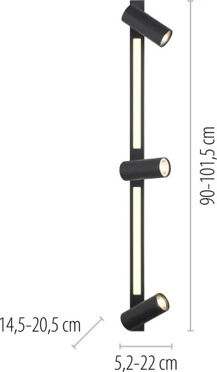Schöner Wohnen 11794-18 - Spot LED DANTE 3xGU10/10W+LED/14,4W negru