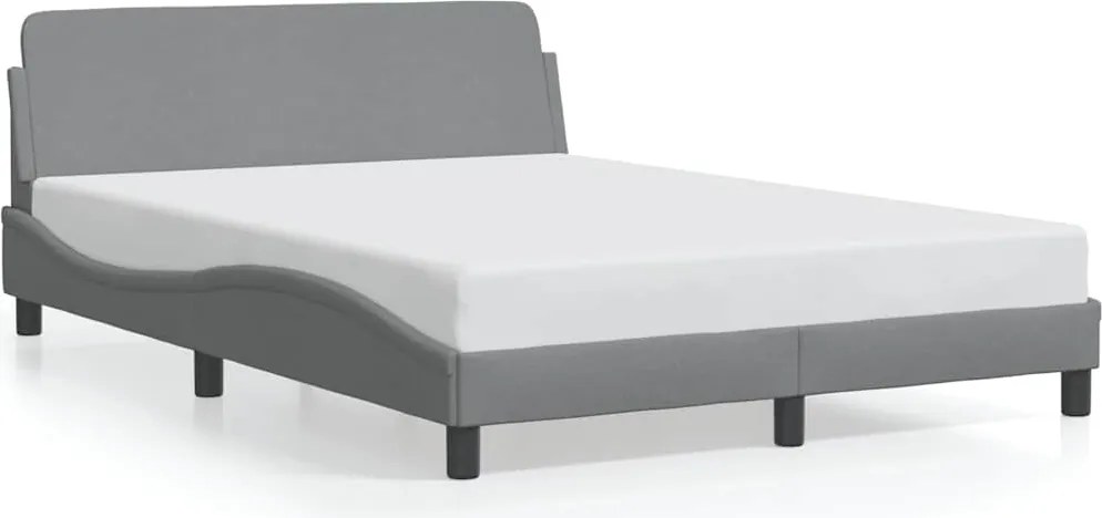 vidaXL Cadru de pat, Dover, gri deschis, 140x190 cm, textil