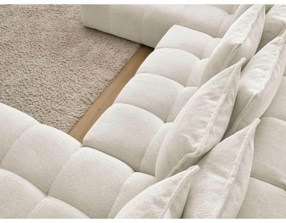 Colțar alb extensibil/cu spațiu de depozitare cu tapițerie din chenille (cu colț pe partea stângă/în formă de "U") Everest – Bobochic Paris