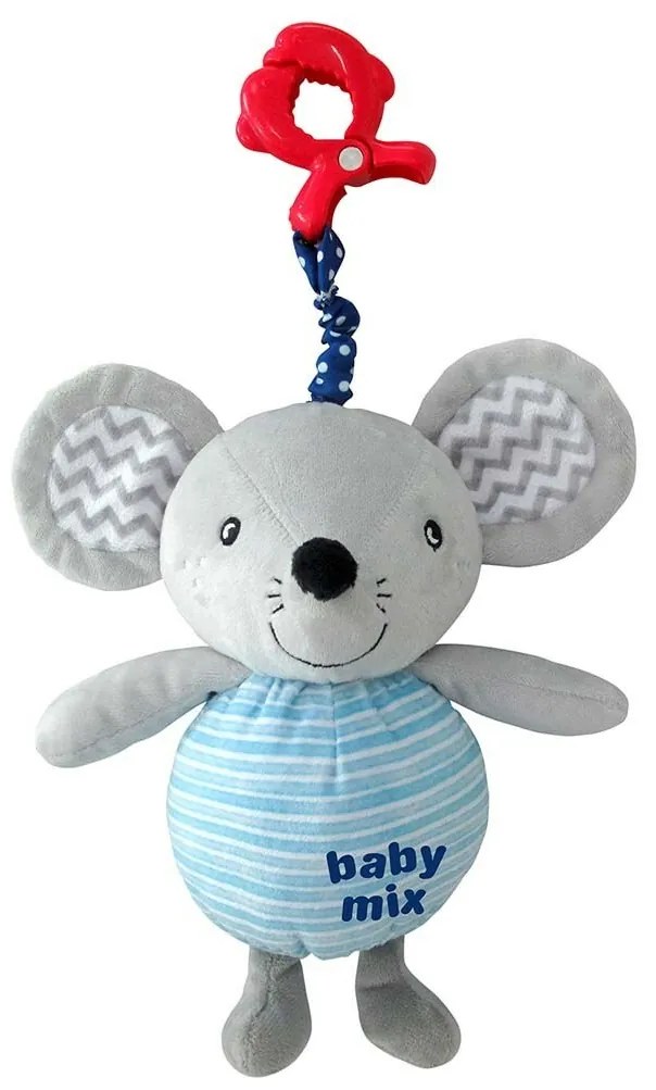 Baby Mix Jucărie de pluș pentru copii cu mecanismmuzical și clemă Șoricel, 24 cm