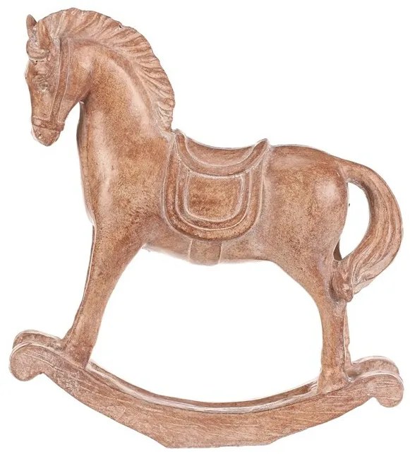 Decorație cal balansoar 19 cm, poliresină,imitație de lemn