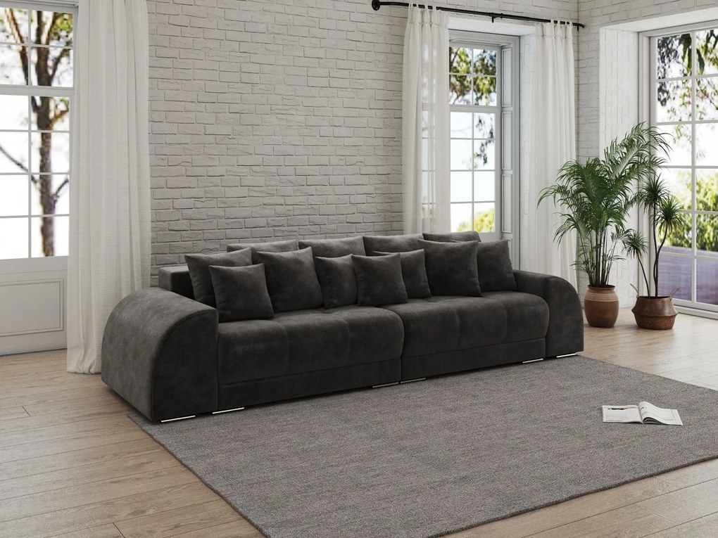Canapea extensibilă dumonde cu 2 lăzi de depozitare si sezut confortabil din spuma high-density, Verona Madagaskar Black 310x100 cm