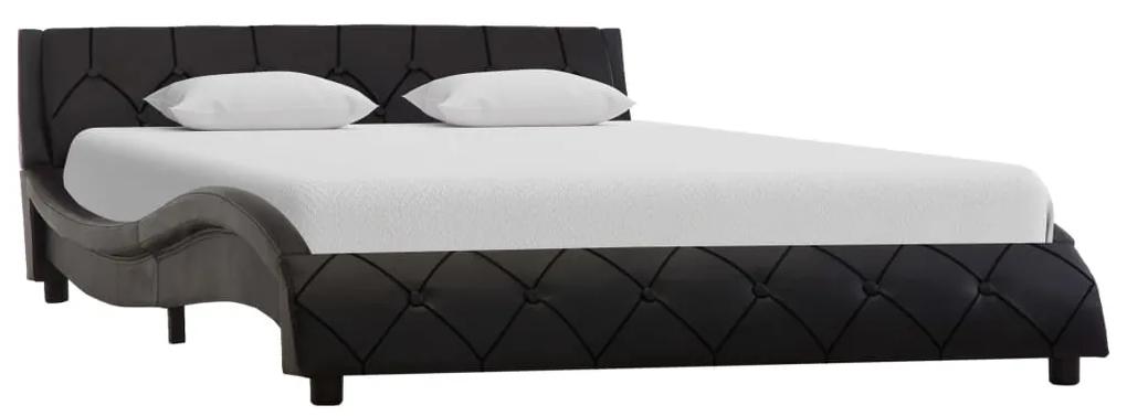 285633 vidaXL Cadru de pat, negru, 140 x 200 cm, piele ecologică