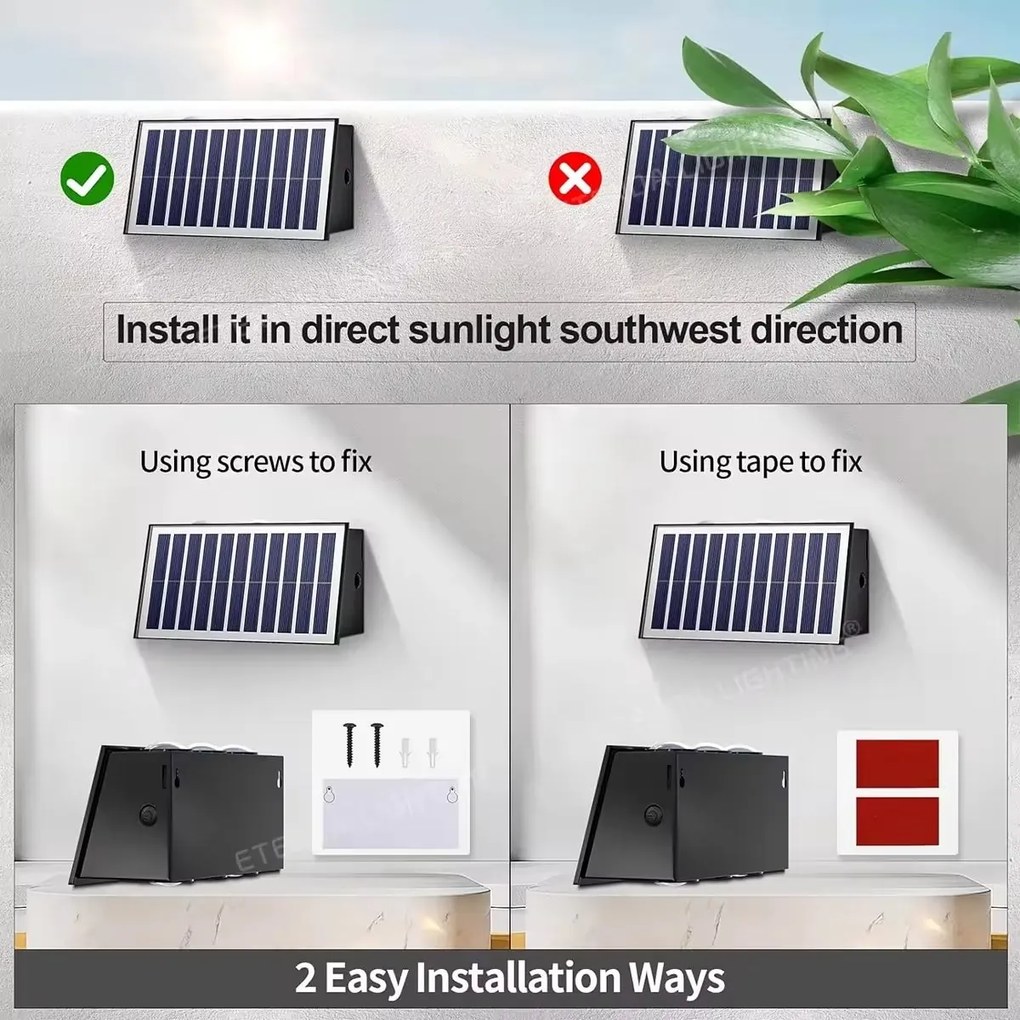 Aplica Exterior RFAN, Cu Panou Solar, Model 686030, IP65, Lumină Neutră, 8W, Negru