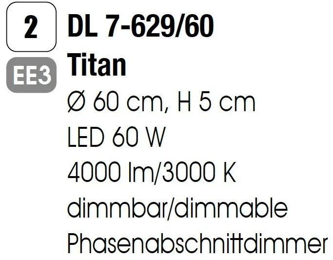 Plafoniera LED dimabila GREG, 60cm