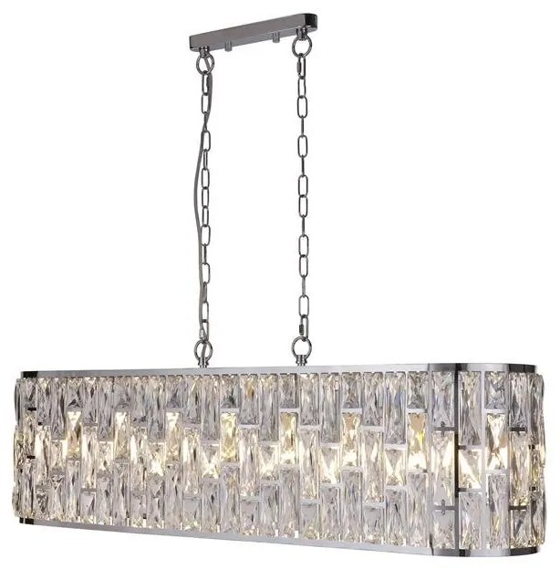 Lustra metal cromat, sticla transparenta Bijou 8Lt