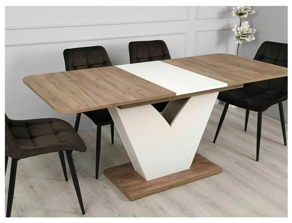 Masă de bucătărie Cabot, stejar kraft / crem