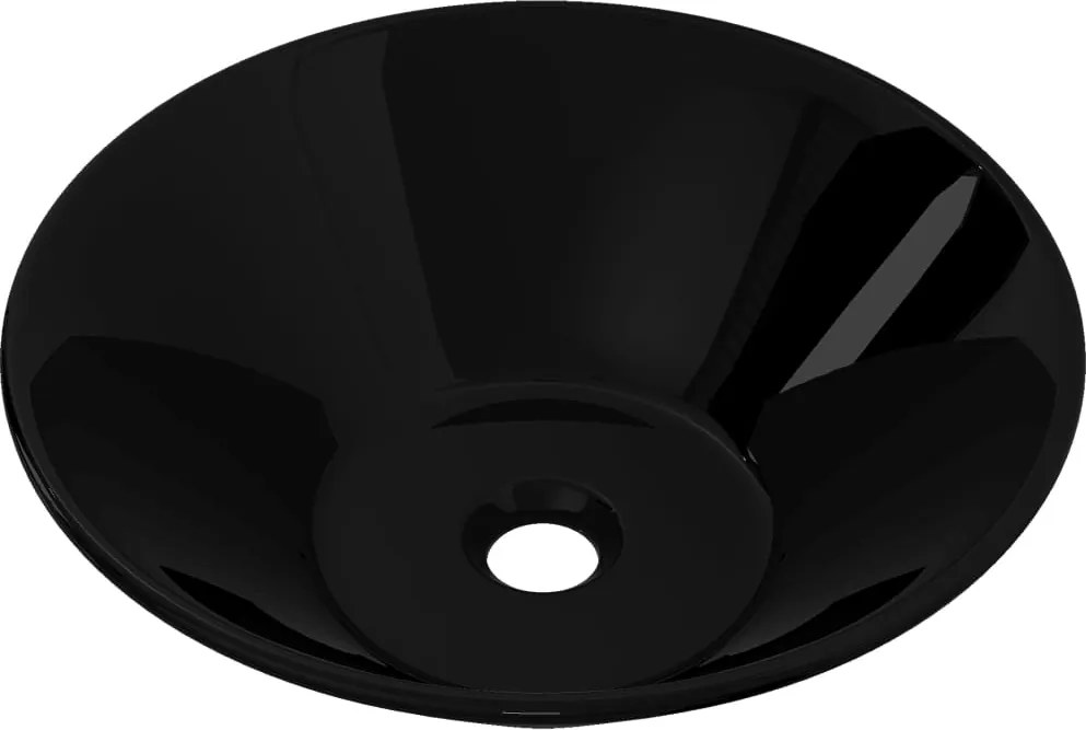 vidaXL Chiuvetă ceramică pentru baie, rotundă, negru