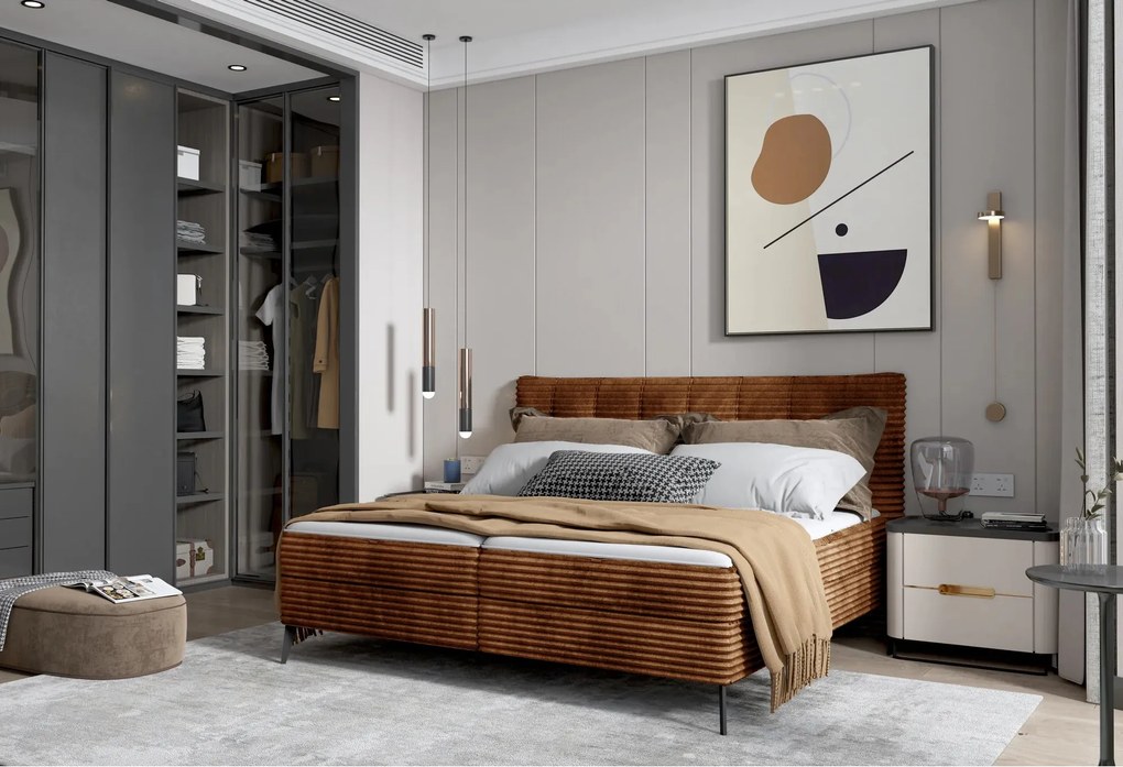 Pat boxspring MARTINA 180x200, personalizabil materiale Gama Premium,
