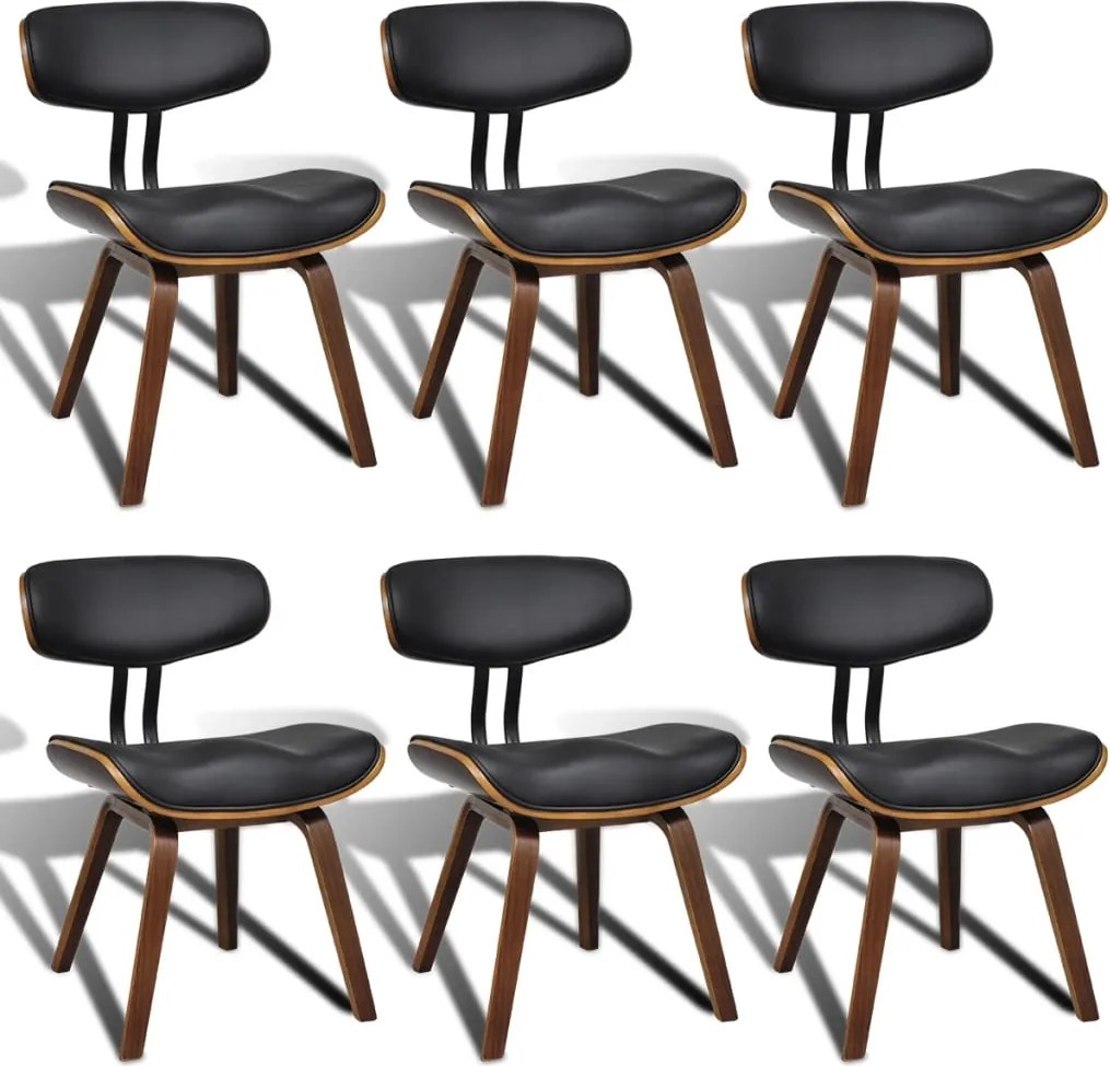 vidaXL Scaune de sufragerie, 6 buc., lemn curbat și piele ecologică