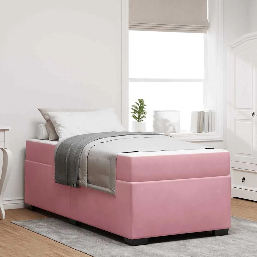 vidaXL Cadru de pat cu saltea cu saltea Roz 80 x 200 cm Catifea
