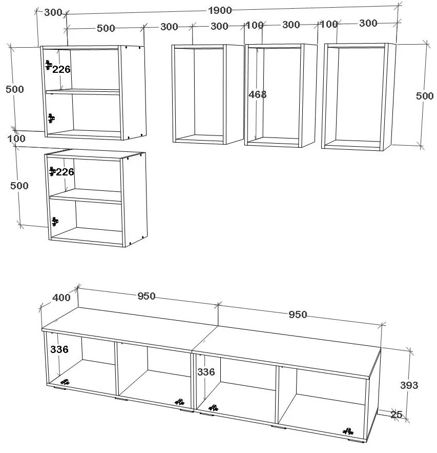 Living haaus V8, Antracit/Stejar Artisan, L 190 cm