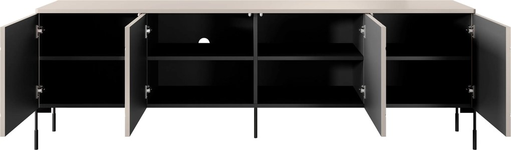 Comodă TV Sonatia 200 cm cu picioare metalice și 4 uși - cașmir