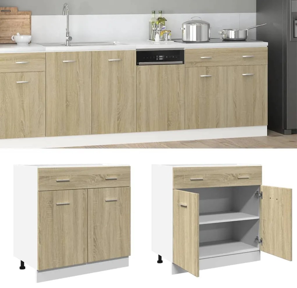 vidaXL Dulap inferior cu sertar “Lyon”, stejar Sonoma, 80x46x81,5 cm