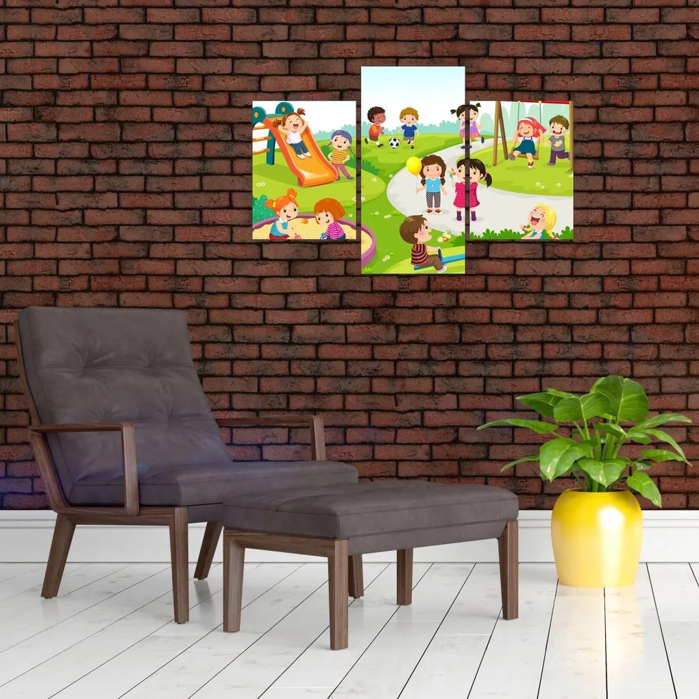 Tablou cu bucuriile copiilor în nisip (90x60 cm)