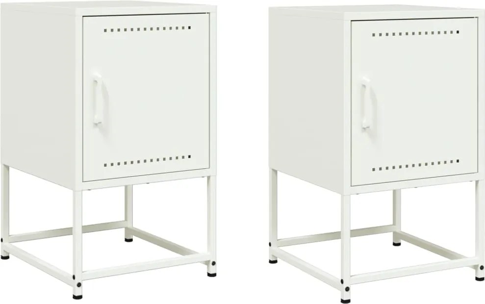 vidaXL Noptiere, 2 buc., alb, 36x39x60,5 cm, oțel