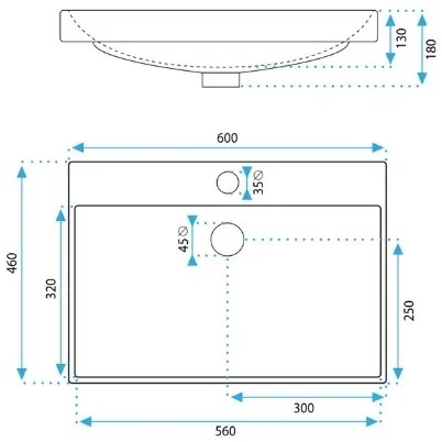 Lavoar încastrat MANDY 46 x 60 cm ceramică/alb lucios - REA-U3326