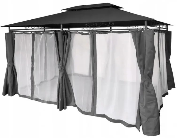 Foișor de grădină 3x4m cu plasă de țânțari Glamour Grey