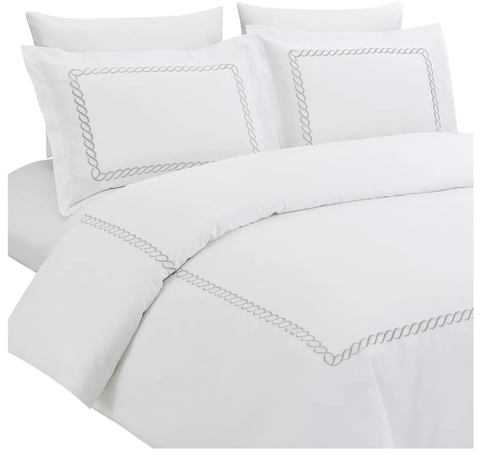 Lenjerie de pat albă din bumbac satinat pentru pat dublu, extinsă cu cearceaf inclus, cu 6 piese 240x220 cm Whispered Serenity – Mila Home Luxury