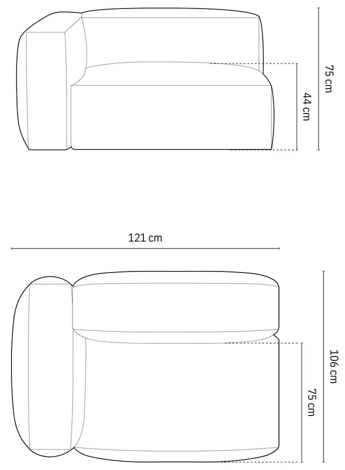 Modul pentru canapea modulară gri deschis (cu colț pe partea stângă ) Martina – Micadoni Home