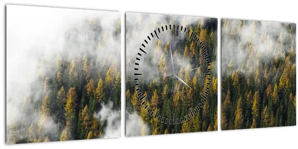 Tablou - Pădure în nori (cu ceas) (90x30 cm)