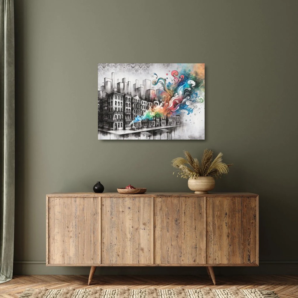 Tablou pe sticlă - Viața industrială (70x50 cm)