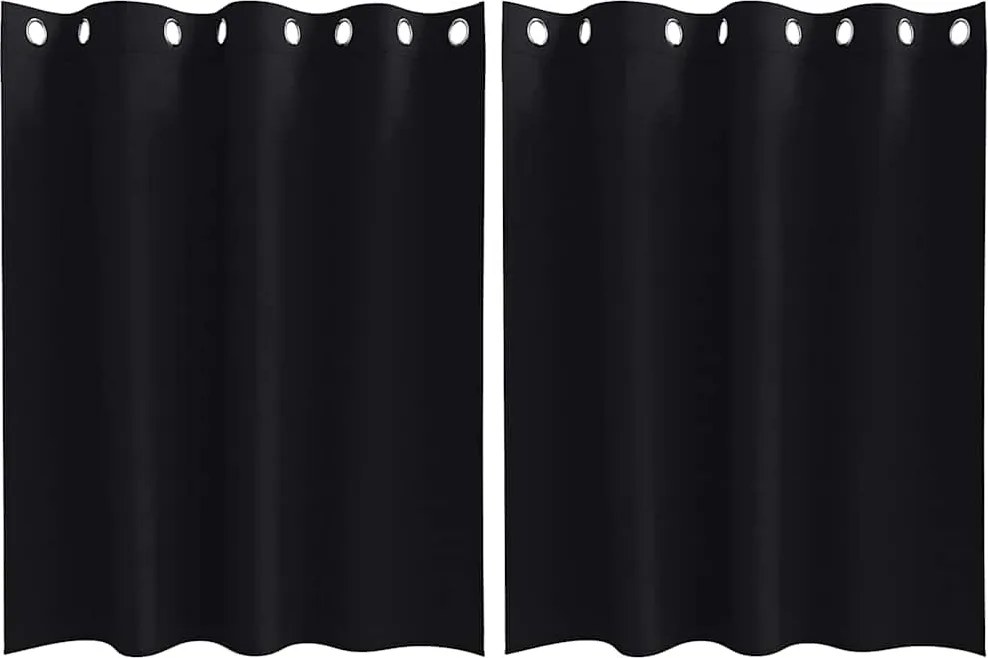 vidaXL Perdele Opaque cu Inel 2 pcs Negru 140 x 140 cm Poliester