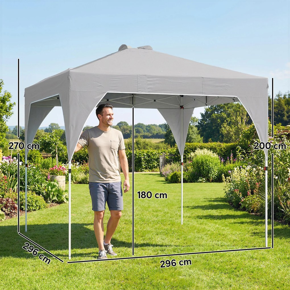 Outsunny Pavilion 3x3m Pliabil, Montaj Ușor cu Buton, UPF 50+ Protecție | Aosom Romania