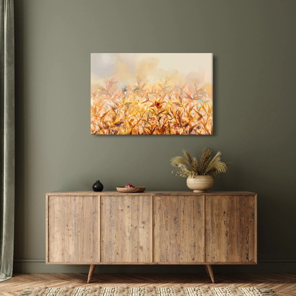 Tablou - Frunze în culori de toamnă, pictură în ulei (90x60 cm)