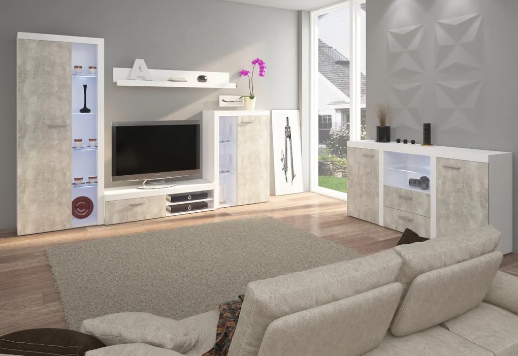 Expedo Mobilă sufragerie KLOK, 270x190x40, gri/stejar lefkas