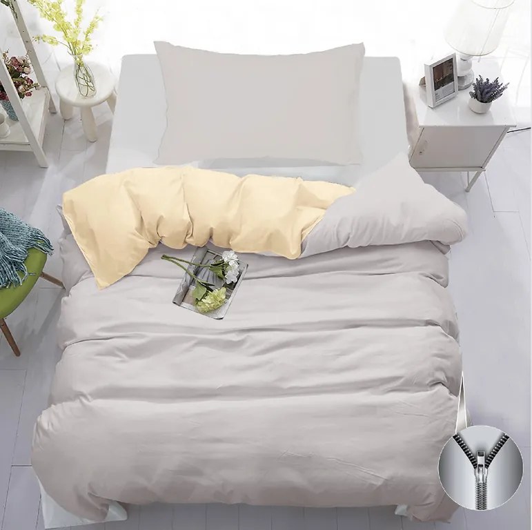 Lenjerie de pat din bumbac MONOCHROMATIC crem-gri Dimensiune lenjerie de pat: 70 x 90 cm | 140 x 200 cm