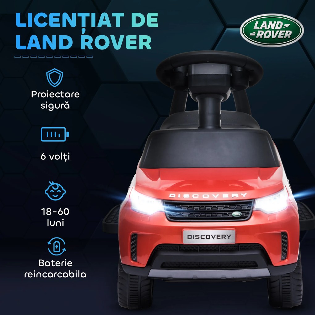 AIYAPLAY Mașinuță Electrică pentru Copii 18 Luni-5 Ani cu Licență Land Rover cu Muzică, USB și MP, 65x43x40 cm, Roșu | Aosom Romania