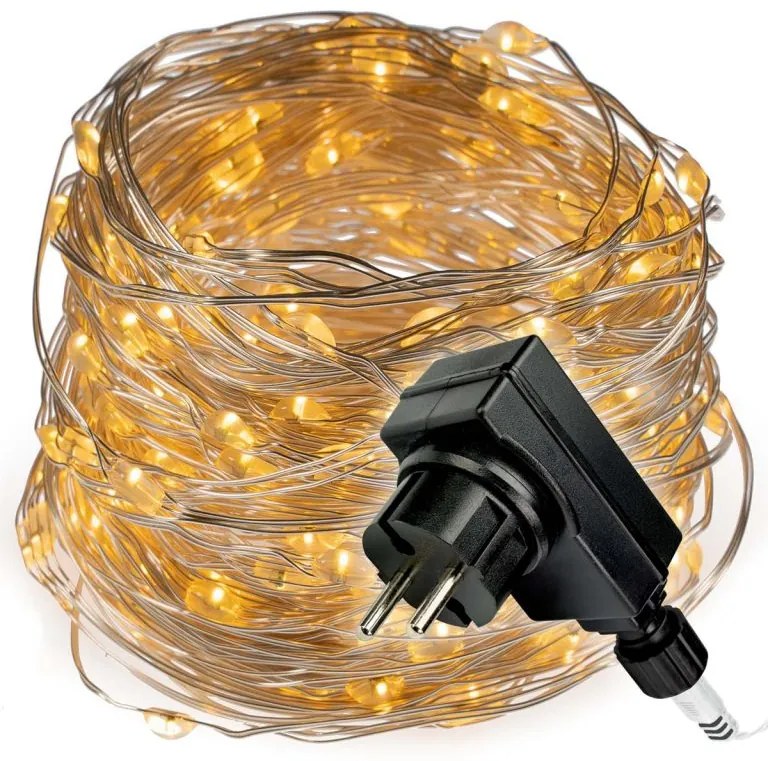 Lanț luminos cu temporizator - 200 LED, alb cald