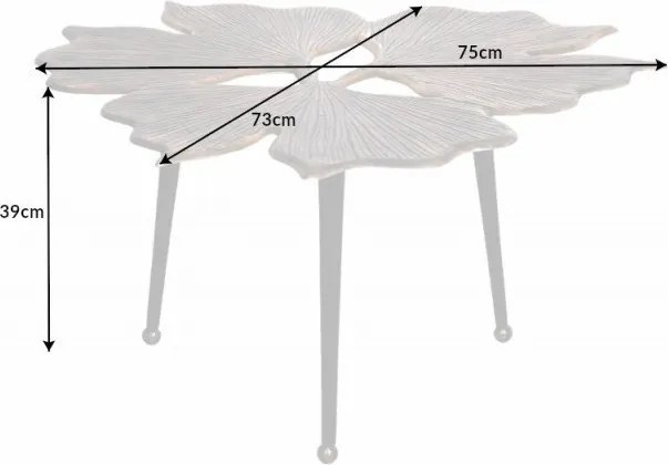 Masuta cu aspect deosebit Ginkgo Leafs 75cm, auriu