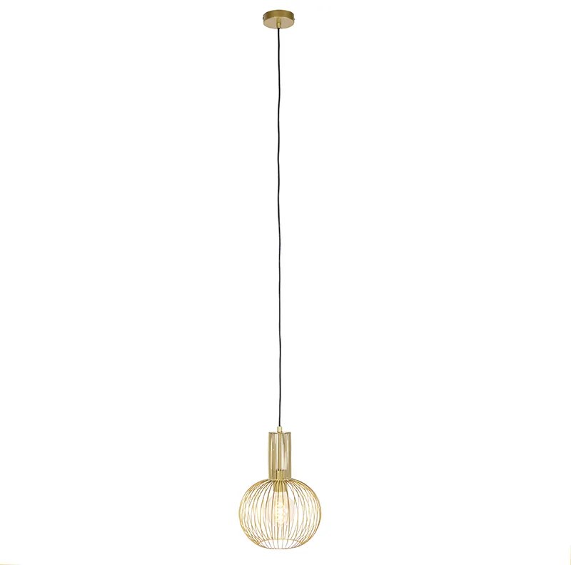 Lampă pendant de design aurie - Wire Whisk