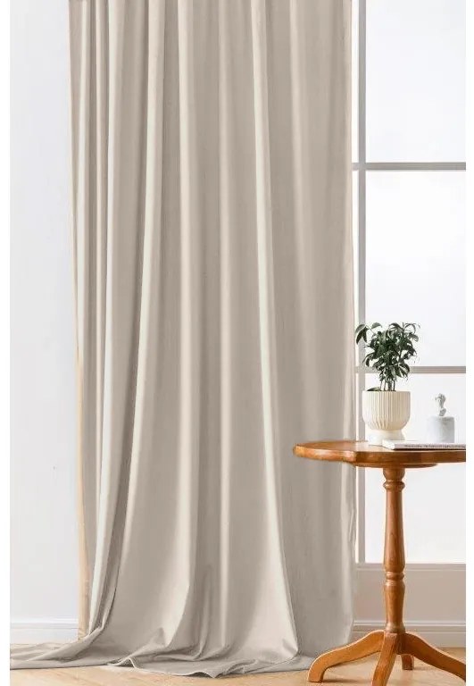 Draperie din catifea opaca bej VELVET 140x250 cm Agatat: Inele metalice