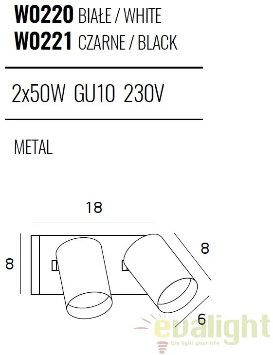 Aplica perete cu 2 spoturi directonabile TOP II alb W0220 MX
