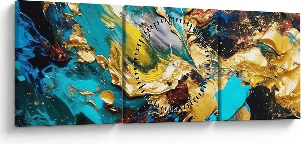 Tablou - Pictură în ulei texturată (cu ceas) (90x30 cm)