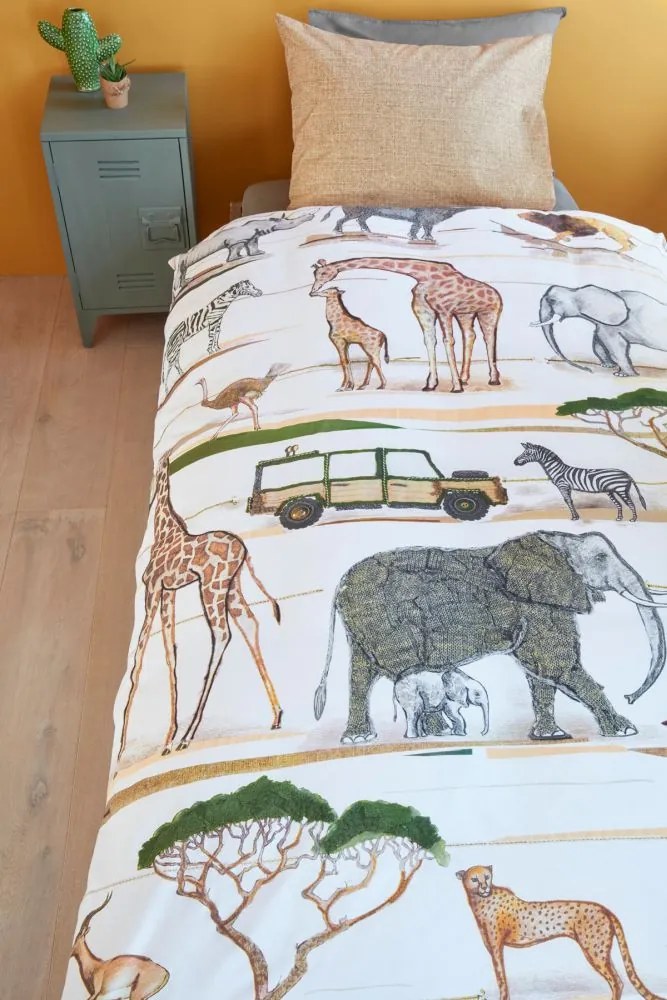 Lenjerie pat baieti animale salbatice Jeep Safari 140x200/220 cm