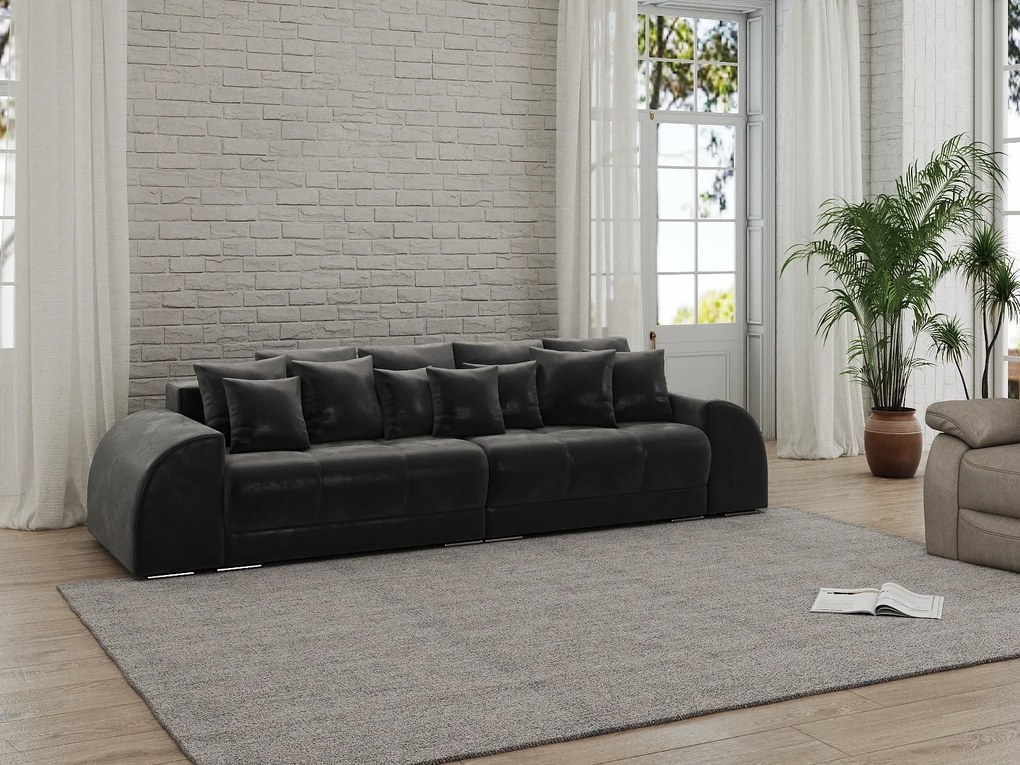 Canapea extensibilă dumonde cu 2 lăzi de depozitare si sezut confortabil din spuma high-density, Verona Madagaskar Black 310x100 cm
