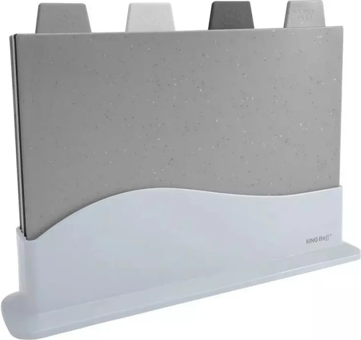 Set 4 tocatoare cu suport Kinghoff KH 1743, Utilizabile pe ambele fete, Rezistente la temperaturi de pana la 130°C, Fara absorbtie a mirosurilor, Antiderapante, Nuante de gri