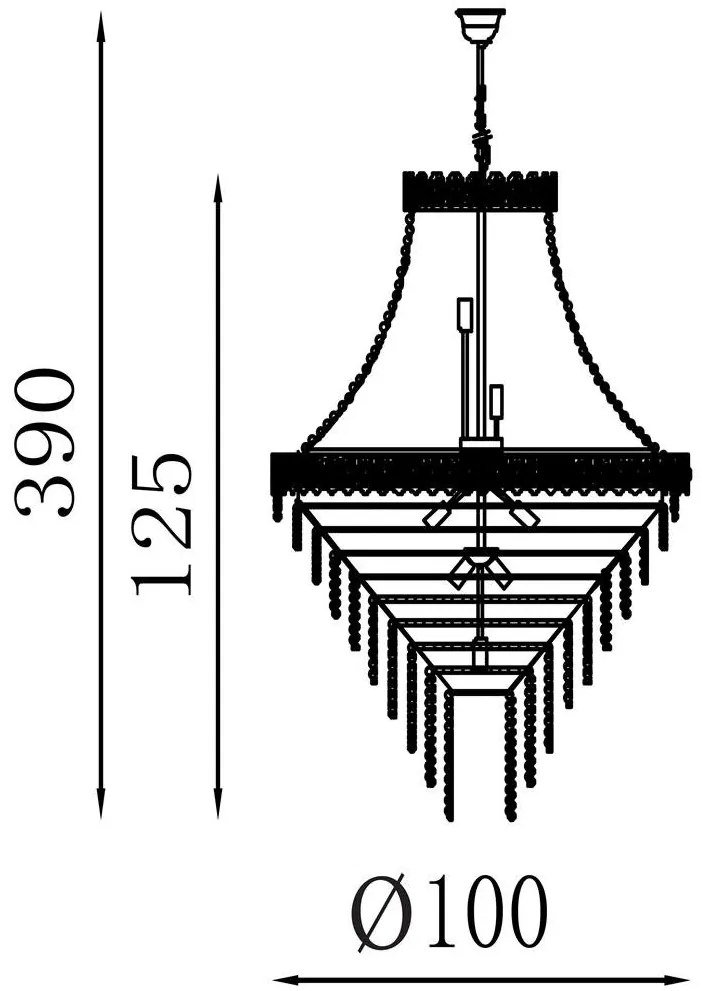 Lustra casa scarii alama satin, cristal transparent Louis Phillipe 28L