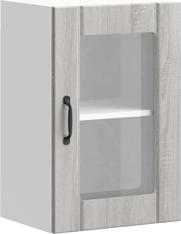 vidaXL Dulap de bucătărie cu ușă din sticlă „Lucca” gri Sonoma