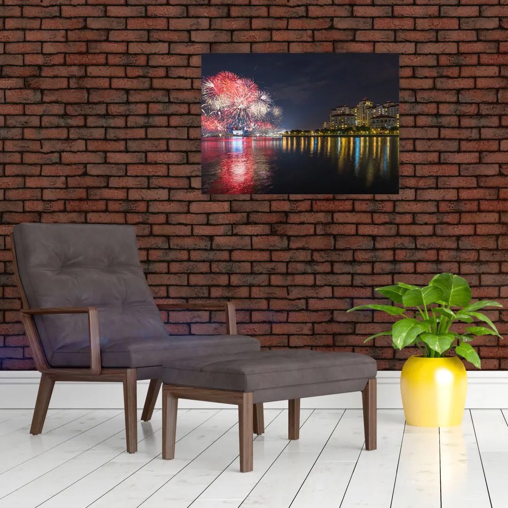 Tablou cu artificii in Singapur (70x50 cm)