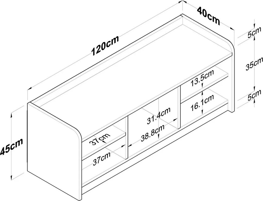 Dulap pentru pantofi Pilo White and Walnut