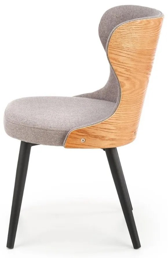 Scaun de bucaterie Selune, gri/lemn natural