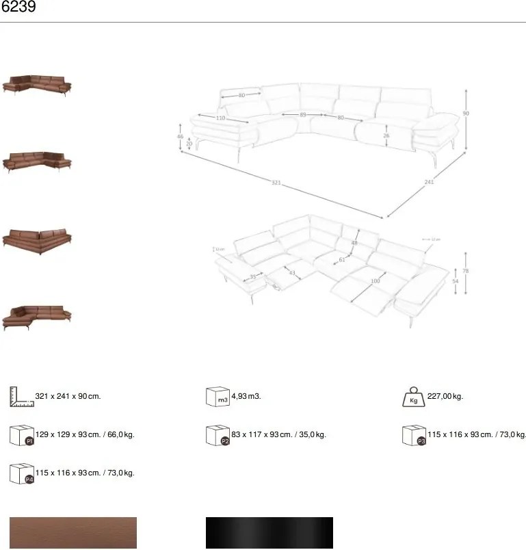 Coltar LUX design italian modular cu functia relax Cowhide Maro