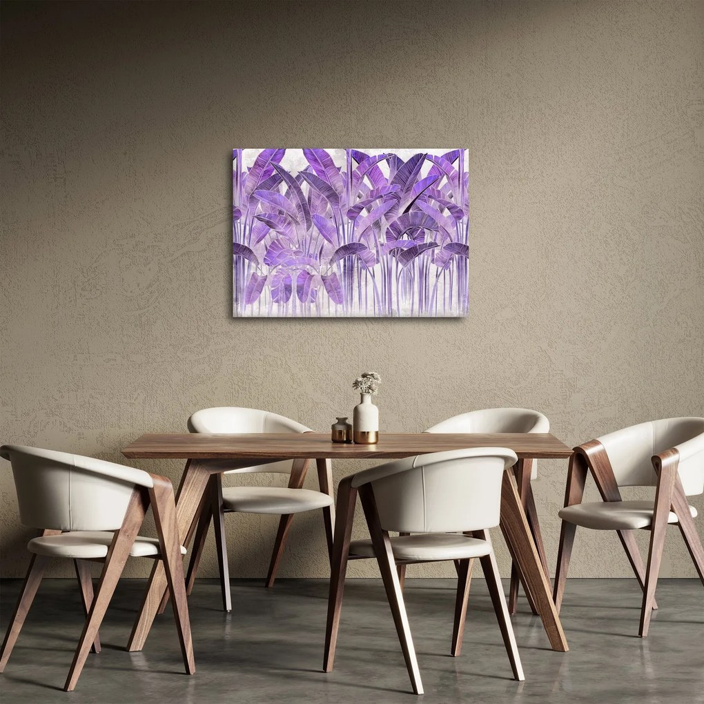Tablou - Frunze violet în tencuială (70x50 cm)